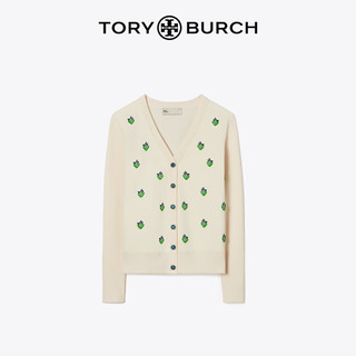 Tory Burch 汤丽柏琦 运动系列 草莓印花毛衣开衫TB 157079 芝麻色 259 S