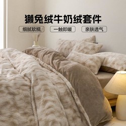 southbedding 南方寝饰 獭兔绒撸猫感防静电保暖毛绒三/四件套床上用品秋冬双面暖绒套件