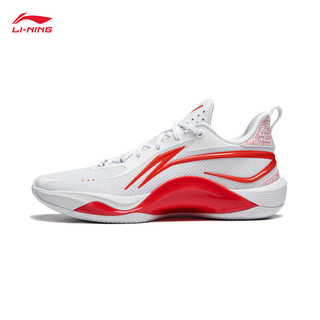 李宁（LI-NING）闪灵丨篮球鞋男24春季支撑稳定耐磨竞技运动鞋 标准白/赤焰红-9 46