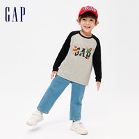 Gap男幼童春秋新年款LOGO纯棉长袖T恤大小童同款龙年上衣889917