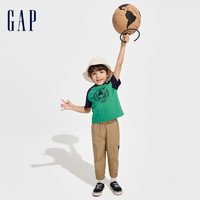 Gap 盖璞 男女幼童2024春季新纯棉小熊logo撞色短袖T恤儿童装上衣890235