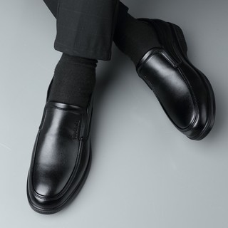 波图蕾斯皮鞋男士时尚套脚商务休闲鞋轻便一脚蹬正装鞋男 8901 黑色 44