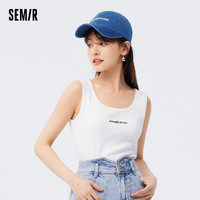 Semir 森马 背心女短款紧身字母简约百搭休闲衣服夏气质大圆领上衣小个子