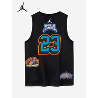 NIKE JORDAN耐克AJ童装男童篮球背心2024夏季透气儿童无袖T恤运动上衣 正黑色 160/76(L)