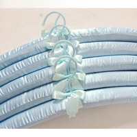 景翔40CM丝绸包布衣架海绵晾衣架家用室内衣服挂衣撑子无痕 蓝色