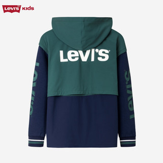 Levi's李维斯童装24春男童连帽衬衫儿童撞色拼接上衣 复古绿 160/76(L)