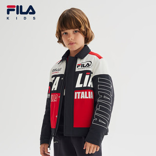 FILA【新雪丽棉】斐乐儿童童装2024春季中大童男童保暖外套 传奇蓝-NV 140