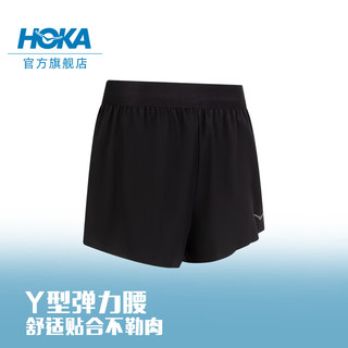 HOKA ONE ONE男款春夏竞速跑步短裤RACE DAY SPLIT SHORT舒适干爽 黑色 L