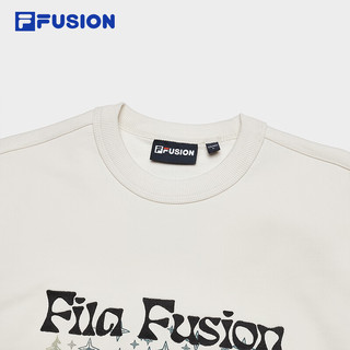 FILA FUSION斐乐潮牌男子套头卫衣2024春季时尚拼接针织上衣 暖米色-BG 165/88A/S