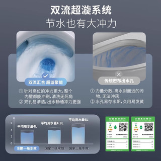 东鹏卫浴家用抽水马桶陶瓷小户型超漩虹吸式强冲力节水防臭坐便器 1级水效双漩劲冲W2651 305mm