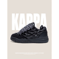 卡帕（Kappa）厚底板鞋女2024春季小香风面包鞋 黑色 40