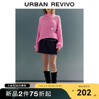 URBAN REVIVO UR2024春季女装时髦复古辣妹风短款百褶牛仔半裙UWU840016 蓝色 XXS