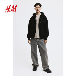 H&M2024春男装卫衣时尚休闲通勤大廓形拉链连帽衫1122929 白色 180/116A XL