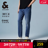 杰克琼斯 杰克·琼斯（JACK&JONES）男装牛仔裤男凉感轻薄弹力休闲男裤百搭修身小脚牛仔裤子夏季衣服 中牛仔蓝 180/84A/LR