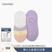Calvin Klein【】 Jeans24春夏女士两双装提花休闲短袜LS000354 961-月光白/凤信紫 OS