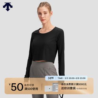 DESCENTE 迪桑特WOMEN’S TRAINING系列女士长袖针织衫春季 BK-BLACK XL (175/92A)
