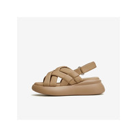 百思图（BASTO）24夏商场休闲运动凉鞋厚底踩屎感女沙滩凉鞋TT408BL4 深杏 36