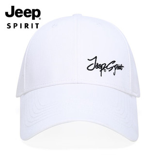 吉普（JEEP）帽子男四季款棒球帽时尚潮流刺绣鸭舌帽男女士百搭帽子A0384 白色