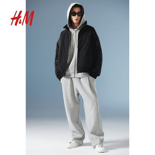 H&M【新年系列】男装夹克2024春季宽松保暖立领外套1201373 米色 165/84A