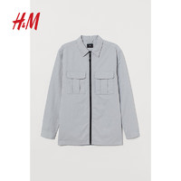 H&M 男裝淺灰格雷系長袖拉鏈上衣外套0913415 淺灰色 180/124A