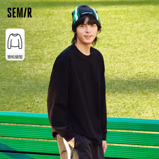 森马（Semir）长袖T恤男简约纯色时尚打底衣宽松休闲上衣109723101102 XS 黑色90001