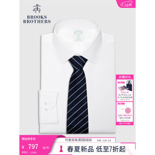 布克兄弟（BrooksBrothers）男士24棉质宽距领牛津纺免烫修身长袖正装衬衫 1001-白色 15/4/H