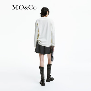 MO&Co.2024春含羊毛中低腰宽松A字压褶短裤附腰带MBD1SOTT06 深花灰色 L/170