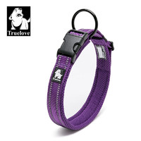 TRUELOVE 狗项圈小中大型犬脖圈防勒泰迪金毛透气舒适反光宠物用品 紫色