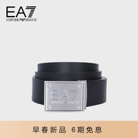 阿玛尼EMPORIO ARMANI24早春EA7男女同款金属压印LOGO板扣腰带 37821黑色