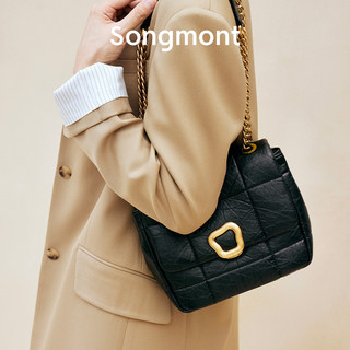 Songmont 崧 中号巧克力包系列云吞锁扣设计师新款头层牛皮链条小方包