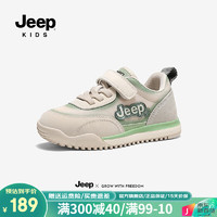 Jeep儿童运动鞋软底跑步鞋男童女童鞋2024春季春秋款休闲鞋子 绿色 34码 鞋内长约21.6cm