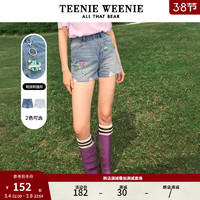 Teenie Weenie小熊蓝色牛仔裤直筒裤浅色短裤宽松韩版女夏 D款-中蓝色 165/M