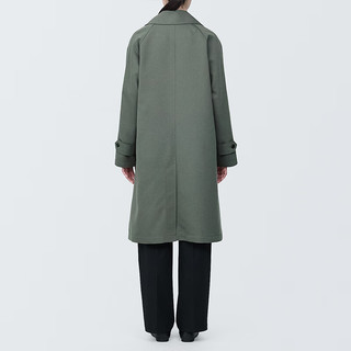 无印良品（MUJI）女式 不易沾水 双排扣大衣 外套女款 风衣 BDE33C4S 烟熏绿色 XL 165/92A