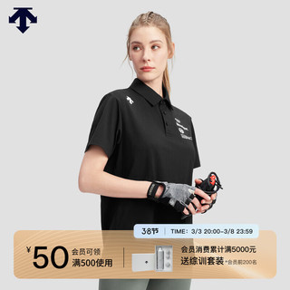 DESCENTE迪桑特综训训练系列运动男女同款短袖POLO衫夏季 BK-BLACK S (165/88A)