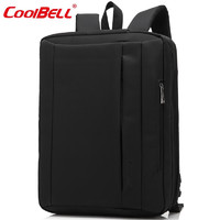 coolbell 酷贝尔 CB-5501双肩包男多功能手提包防水耐磨户外商务电脑背包 黑色 15英寸