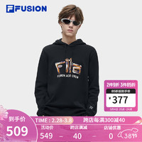 FILA FUSION斐乐潮牌男子针织连帽上衣2024春季时尚休闲卫衣 正黑色-BK 180/100A/XL