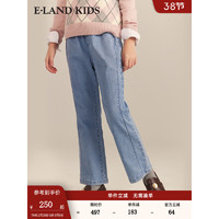 E·LAND KIDS童装2024年早春女童时尚甜美休闲微喇牛仔裤 Indigo靛蓝色/55 160cm