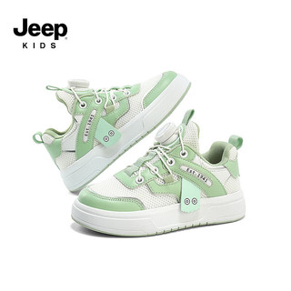 Jeep童鞋男童单双网面运动鞋轻便板鞋2024春季儿童女童小白鞋 绿色/双网 31码 鞋内长约20.0cm