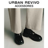 URBAN REVIVO2024春季男潮牌设计感圆头厚底单鞋UAMS40002 黑色 44