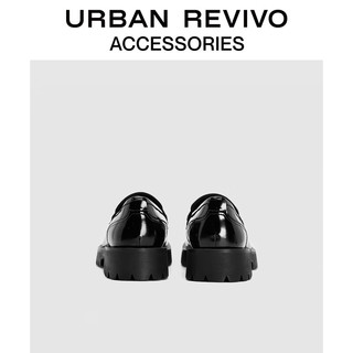 URBAN REVIVO2024春季男潮牌设计感圆头厚底单鞋UAMS40002 黑色 43