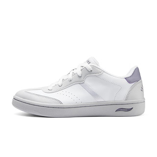 斯凯奇Skechers女款板鞋足弓支撑轻便舒适运动休闲鞋158807 白色/灰色/紫色/WGLV 35.5