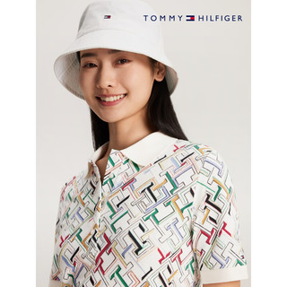 TOMMY HILFIGER24春季女装珠地网眼通勤满印直筒合身POLO连衣裙41783 多色拼接0K5 M