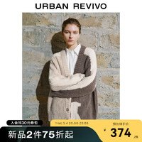 UR2024春季女装撞色拼接设计感纽扣V领针织开衫UWH940013 多色 S