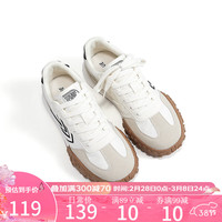 飞跃女鞋运动鞋2024春季鞋子女复古百搭休闲鞋厚底潮流跑步鞋 米/黑 38