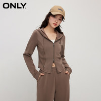 ONLY2024春季新款时尚百搭显瘦连帽抽绳短款开衫卫衣女|12419R014