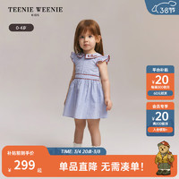 Teenie Weenie Kids小熊童装24春夏女宝宝条纹翻领飞袖连衣裙 蓝色