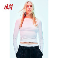 H&M 格雷系女士简约长袖一字领上衣 1209356