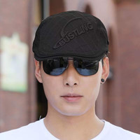 梵美琳帽子男秋冬贝雷帽休闲百搭男士鸭舌帽潮流复古帽子英伦前进帽 E9814(黑色) 可调节54-63cm