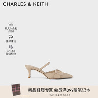 CHARLES&KEITH24春季尖头一字带细高跟穆勒拖鞋CK1-60920363 Beige米色 35