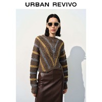 URBAN REVIVO UR女装时尚休闲复古时髦撞色小小织针织衫UWH930027